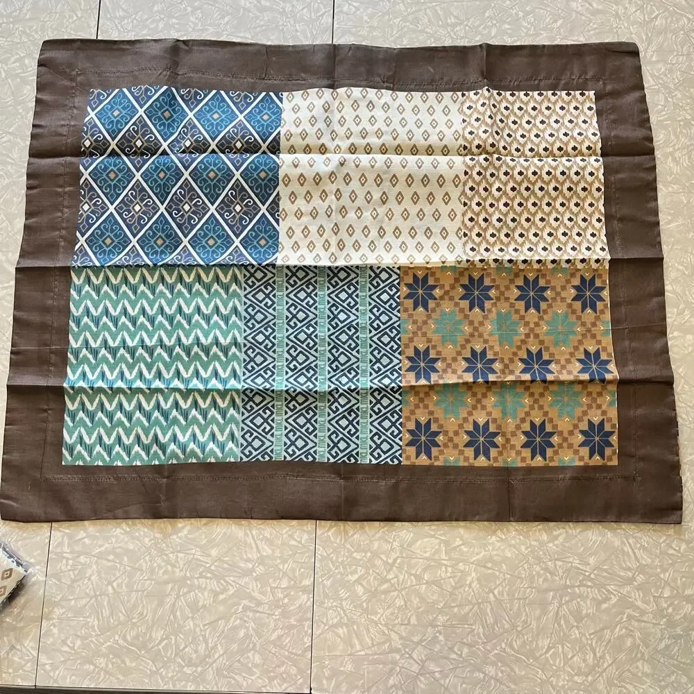 Patchwork geometric traditional‎ patterns blue brown pillow shams quilt country